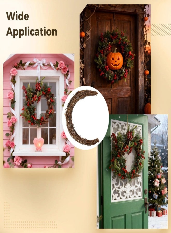 TIMCORR 3Pcs Christmas Moon Wreaths, 11.8 in Natural Crescent Rattan Grapevine Wreaths Base, Half Moon Shaped Vine Wreath for DIY Christmas Decoration, Wall Hanging, Home Decor Perfect for Crafting - Image 4